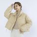 Winter Suyu Solid Color Simple Women's Short Stand Collar Petite Thickened White Duck Down Puffer Jacket_ecoleips.com