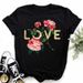 Wholesale Cross-border Women's Fashion Plus-size Floral Heart-patterned Base Shirt For Women_ecoleips.com