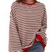 2026 Spring Simple Cross-Border Casual New Striped Pattern Round Neck Trendy Long Sleeve Pullover Color Block T-Shirt_ecoleips.com