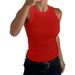 Summer Women's Clothing Ribbed Vest Round Neck Tailored Slim Fit Fit Racerback Top American Style 2026_ecoleips.com