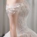 Women's Clothing New Bride French One Shoulder Princess Dreamy Simple Slim Long Tail Wedding Dress Female_ecoleips.com
