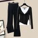 Women’s Clothing Spring And Autumn New Women's Suits Two Piece Tops Bottoming Shirts Split Wide Leg Casual Pants Design Three Piece Suit_ecoleips.com