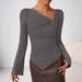 Women's Asymmetrical Neck T-Shirt Slim Fit Top Autumn Winter New Style Clothing_ecoleips.com