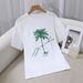 Women's Casual Round Neck Short Sleeve T-Shirt Multi-Color American Style Simple Fashionable Sports Top Solid Loose Printed_ecoleips.com