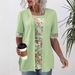 Women's Clothing Two Piece Short Sleeved Printed Splicing T Shirt Tops Women_ecoleips.com