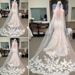 3M Cathedral Wedding Veil With Comb – Hand-Beaded Single Layer Soft Tulle Bridal Accessory (White/Ivory)_ecoleips.com