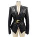 K New Women's Fashion Belt Slim Fit Leather Jacket Jacket_ecoleips.com