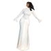 Elegant Solid Color Long Sleeve Dress With Tie Belt, Flowy Sash For A Chic And Sensational Look_ecoleips.com