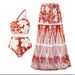 Women's Sexy One Shoulder Swimsuit Chiffon Beach Dress Set _ecoleips.com
