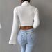Winter Fashion Women's High Neck Cropped Faux Fur Knit Sweater With Bell Sleeves For Streetwear Outfits (White/Black, S/M/L)_ecoleips.com
