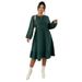 Women's Clothing Plus Size Clothes "Bohemian Patchwork Cotton-Linen Dress – Puff Sleeves & Hollow Out Design, Loose Fit High Waist Maxi Skirt"_ecoleips.com
