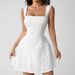 AD481 Fashionable 2025 Summer Girl's Style Fresh Sweet Women's Dress With Straps, Square Neck, And Puffy Skirt_ecoleips.com