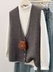 Aria Basics V-neck Knitted Vest Women, Suitable For Spring, Autumn, Winter, 2025 Stylish And Fashionable Vest, Plus-size Cardigan_ecoleips.com