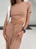 New Suit Women's Casual Sexy Waist Strap Short-sleeved Top Tether Trousers_ecoleips.com