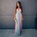 Spring/Summer Sexy Deep V Neck Rainbow Mesh Camisole Dress for Women European American Cross Border Trade New Arrival 2022_ecoleips.com