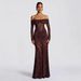 European And American Autumn Hollow Lace Patchwork Off-Shoulder Sleeve Bodycon Long Dress Women's Evening_ecoleips.com