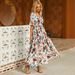 Cross-border Autumn New European American Plus-size Women's Floral Print Long Dress With Square Neck And Chiffon_ecoleips.com