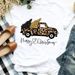 Eurean And American Cross-border Foreign Trade Women's Clothing Christmas Tree Print Round-neck Short-sleeve T-shirt_ecoleips.com