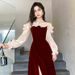 Bride's Toast 2025 New Style Wedding Reception Elegant Red Evening Gown High-end Light Luxury Sophisticated Engagement_ecoleips.com