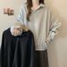 real Shot Polo Collar Long-sleeve Sweatshirt For Women, Spring And Autumn Thin Loose Plus-size Korean Style_ecoleips.com
