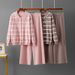 Women's Elegant Striped Polo Collar Knitted Two Piece Set Single Breasted Sweater And Loose Wide Leg Pants Suit_ecoleips.com
