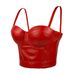Women's Clothing Hot Girl Leather Tube Top Sheepskin Camisole Inner Wear Bra Free Sexy Beauty Gathered Fishbone Top_ecoleips.com