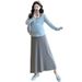 Autumn New Korean Fashion Halter Knitted 2-Piece Maternity Dress_ecoleips.com