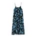 Blue Oil Painting Style High-end Suspender Dress, Summer Floral Dress Petite Women, Suitable For Travel And Photo Shoots_ecoleips.com