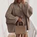 Cross-Border Autumn Winter Coat New Top Solid Color Knitted Cardigan Women Round Neck Casual Loose Thick Sweater_ecoleips.com