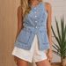 Women's Clothing Women's Summer Fashion Casual Slim Button Cardigan Denim Vest 89128_ecoleips.com