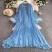 Elegant French Vintage Flared Sleeve Maxi Dress With Rhinestone Embellishments – Chic Fall Staple For Women_ecoleips.com