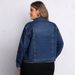 Plus Size Denim Top, Women's Long Sleeve Chambray Shirt, Classic Stretch Denim Shirt For Casual & Office Wear_ecoleips.com