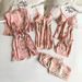 Women's Clothing printed ladies sling sleeping loose comfortable lace five piece home clothes underwear nightgown_ecoleips.com