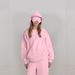 Women's Solid Color Hooded Eye Mask & Top Two-Piece Set - Cozy Winter Outfit, Loose Fit, Long Sleeve, Casual Elegance_ecoleips.com
