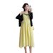 Real Shot Vacation Style New Design Loose Two-Piece Set For Pregnt Women With Flared Skirt Green Vest D Black_ecoleips.com