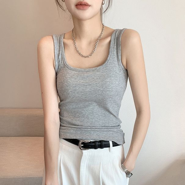 Spring And Summer New Wide Shoulder Vest For Women With Large U Neck, Douyin Hot Sale, Small Vest For Women With Sleeveless Waistcoat_ecoleips.com