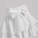 White Collar Bow Multi-Layer Cake Hem Short Skirt Versatile Half Skirt European And American Style Summer Women's Clothing_ecoleips.com