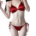 Retro Sexy Burgundy Satin Bikini Underwire Style For Women Perfect For Hot Springs And Vacations_ecoleips.com