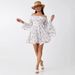 In-stock European And American Cross-border Autumn Women's Floral Print Off-shoulder Bell-sleeve Fairy-style French_ecoleips.com