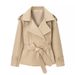 Women's Clothing Women's Stylish Casual Versatile Solid Color Short Jacket Style Homemade Clothing With Belt For Formal & Casual_ecoleips.com