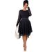 Elegant Bow-Print A-Line Dress – Slimming Black Dress With Flowy Chiffon Fabric_ecoleips.com