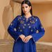 Color Blue Heavy Abaya Hand Sewn Diamond Dress Dress Party Long Skirt_ecoleips.com