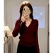 French-style Elegant Gray V-neck Sweater For Women, Autumn/winter 2026 New Model, Can Be Worn An Outer Layer Or As A_ecoleips.com
