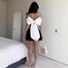 Bow-Tie Asymmetrical Dress – Trendy Front Mini Dress For Women (S/M/L, Stretchy Polyester, Oversized Fit)_ecoleips.com