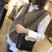 K New Loose Versatile Lazy Style Pullover V-neck Vest No-sleeve Knitted Cardigan Sweater For Women. No Inner Garment And Bag._ecoleips.com