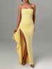 Women's Fashion Black Mini Sexy Strapless Slit Evening Dress_ecoleips.com