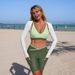 Women's Two-Piece Swimsuit Set With Sun Protection Shirt Sexy Style Three Piece Vacation Swimwear Bikini In Polyester_ecoleips.com