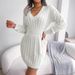 Ins Style Real Shot Autumn Winter European American Waist-Cinching Twist Hip Sweater Dress Women's_ecoleips.com