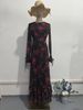 Women's Summer Vintage Slim-Fit Print 2026 French Floral European And American New Style Brightening Dress Plum_ecoleips.com