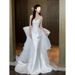 Mermaid Wedding Dress 2025 New French Satin Main High-Quality Texture Light Luxury Petite Bride Outing Gown_ecoleips.com